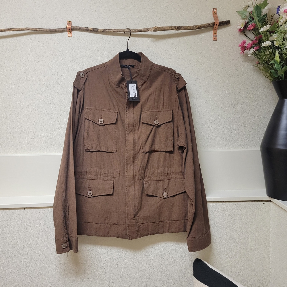 Ron Tomson Men's Brown Military Field Jacket